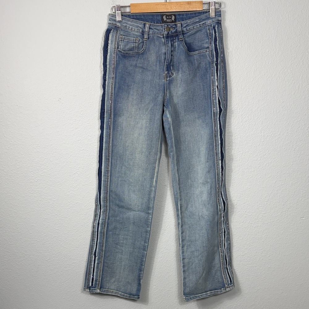 A.Z.I. Wide Leg Side Bling Jeans
